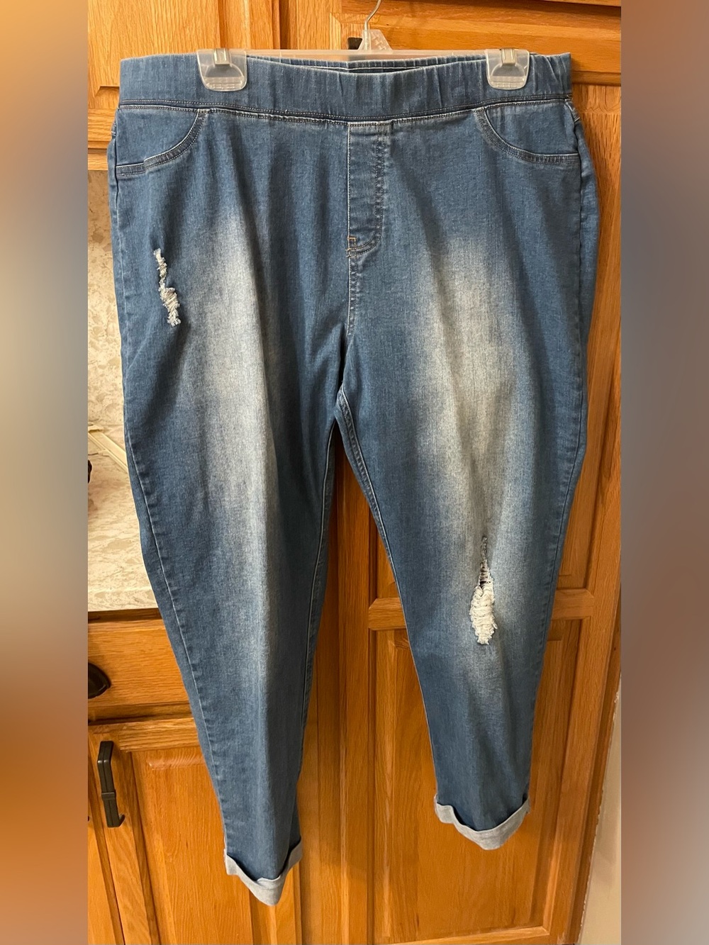 Comfort Stretch Distressed Women’s Jeans - Blue